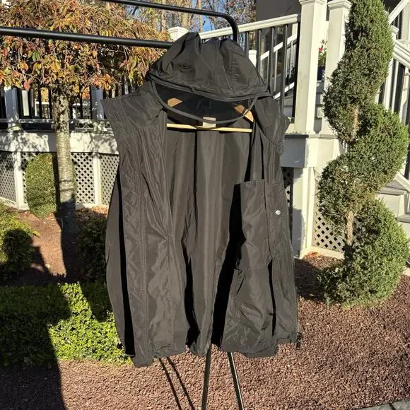 Authentic Burberry Rain Jacket Visor Taffeta Hooded Mens 54 Waterproof Black